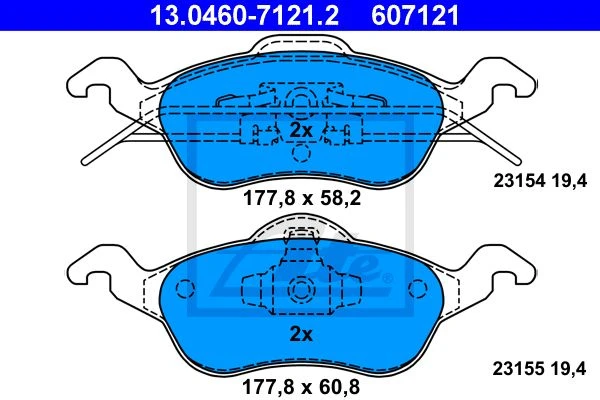 13.0460-7121.2 ATE Комплект тормозных колодок, дисковый тормоз (фото 3)