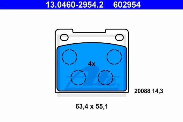 13.0460-2954.2 ATE Комплект тормозных колодок, дисковый тормоз (фото 3)