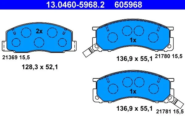 13.0460-5968.2 ATE Комплект тормозных колодок, дисковый тормоз (фото 2)
