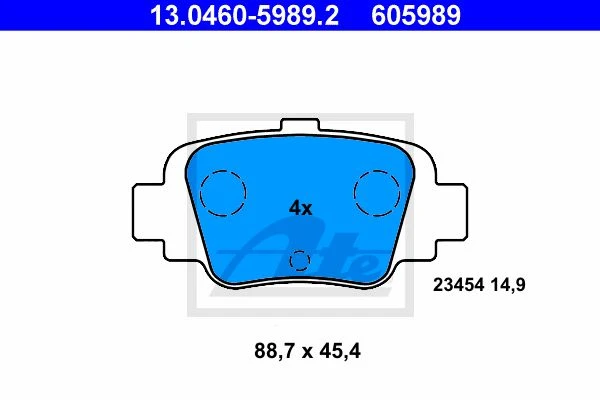 13.0460-5989.2 ATE Комплект тормозных колодок, дисковый тормоз (фото 3)