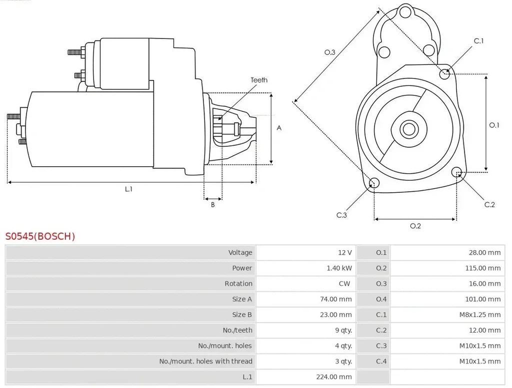 S0545(BOSCH) AS-PL Стартер (фото 5)