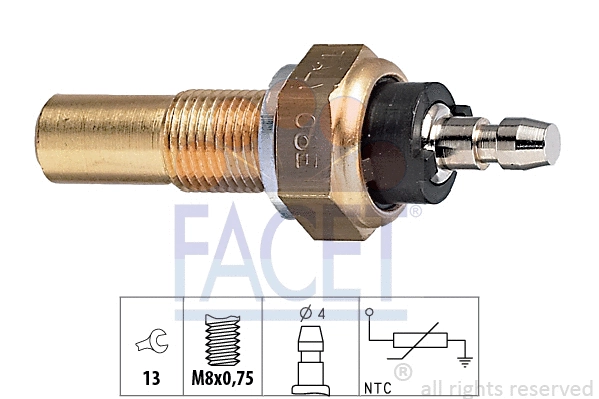 7.3068 FACET Датчик, температура охлаждающей жидкости (фото 1)