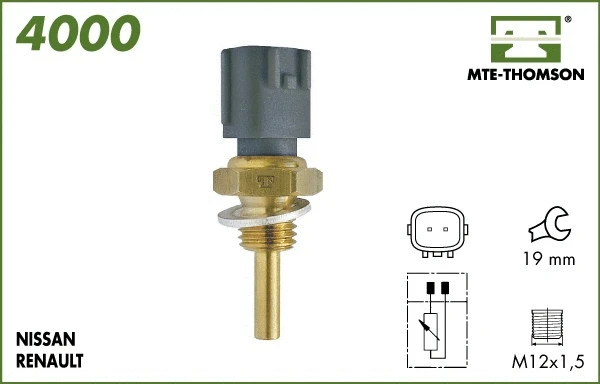 4000 MTE-THOMSON Датчик, температура охлаждающей жидкости (фото 1)