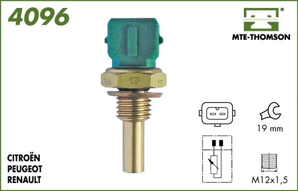 4096 MTE-THOMSON Датчик, температура охлаждающей жидкости (фото 1)