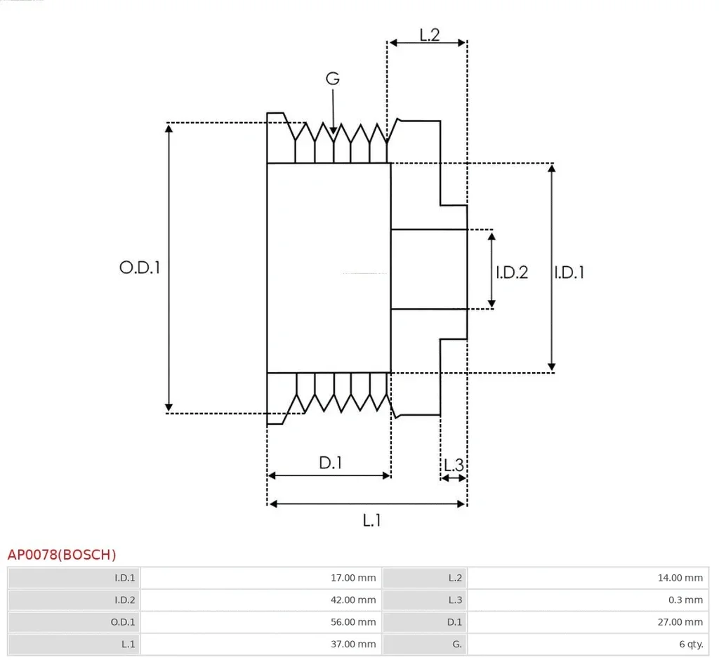 AP0078(BOSCH) AS-PL Ременный шкив, генератор (фото 4)
