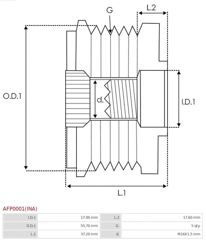 AFP0001(INA) AS-PL Механизм свободного хода генератора (фото 4)