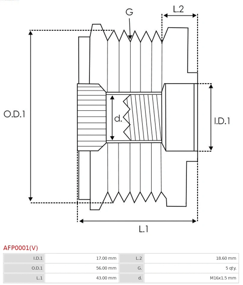 AFP0001(V) AS-PL Механизм свободного хода генератора (фото 4)