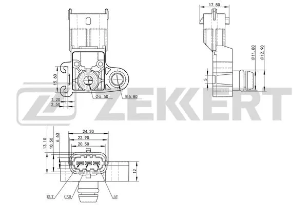 SE-1037 ZEKKERT Датчик, давление во впускной трубе (фото 1)
