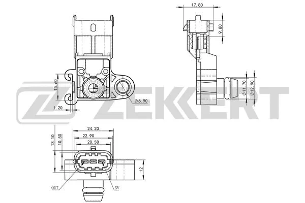 SE-1045 ZEKKERT Датчик, давление во впускной трубе (фото 1)