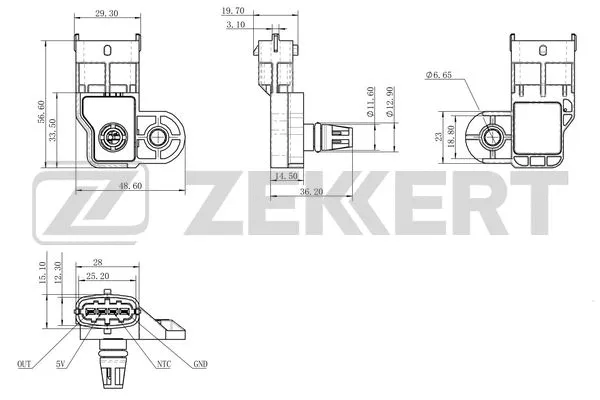 SE-1055 ZEKKERT Датчик, давление во впускной трубе (фото 1)