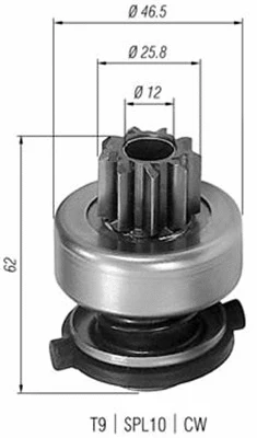 940113020310 MAGNETI MARELLI Ведущая шестерня, стартер (фото 1)