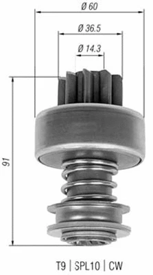 940113020326 MAGNETI MARELLI Ведущая шестерня, стартер (фото 1)