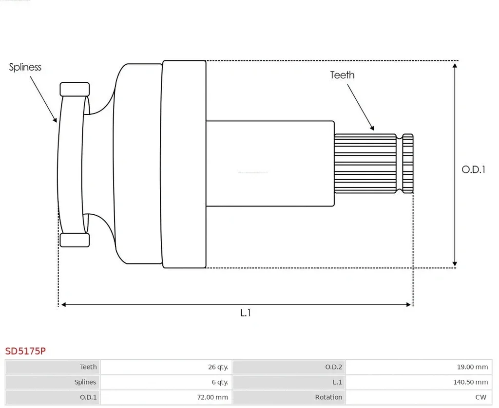 SD5175P AS-PL Ведущая шестерня, стартер (фото 4)