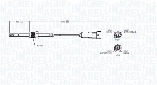 172000163010 MAGNETI MARELLI Датчик, температура выхлопных газов (фото 2)