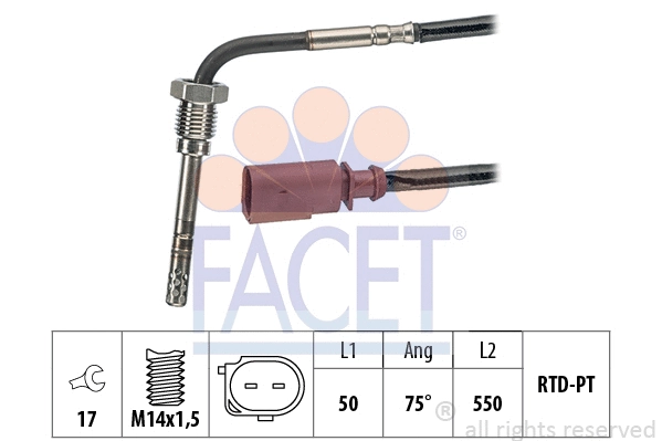 22.0018 FACET Датчик, температура выхлопных газов (фото 1)