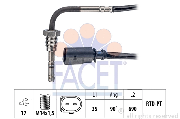 22.0145 FACET Датчик, температура выхлопных газов (фото 1)