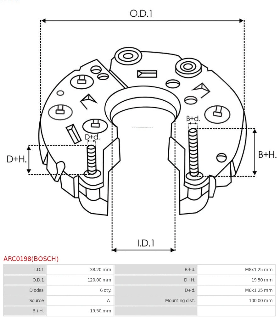 ARC0198(BOSCH) AS-PL Выпрямитель, генератор (фото 3)