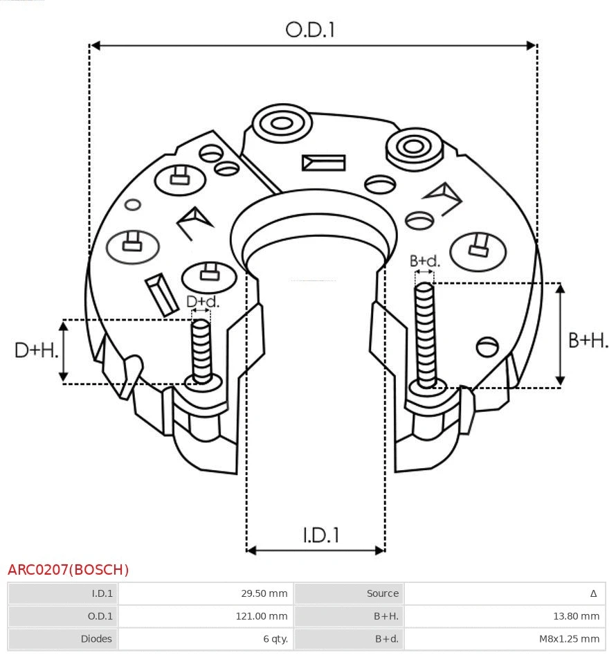 ARC0207(BOSCH) AS-PL Кронштейн, фланец привода генератора (фото 4)