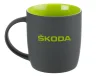 000069601A25L5 VAG Фарфоровая кружка Skoda Wordmark Logo Mug, Soft-touch, 350ml, Grey/Green