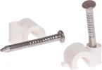 Thumbnail - SMZ2-35836-50 STARFIX Скоба для крепления круглого кабеля 8 мм белая с гвоздем 50 штук (фото 1)