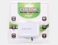 Разветвитель прикуривателя mini на 2 гнезда на 5А и 2 USB на проводе, цвет белый CARLINE CSM221W