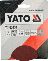 Круг на липучке 125мм Р100 5шт YATO YT-83434