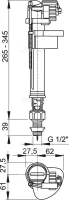 Впускной механизм с нижней подводкой и металлической резьбой 1/2 Alcaplast A18 1/2