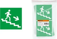 Знак-наклейка Направление к эвакуационному выходу по лестнице направо вниз 150х150 мм TDM SQ0817-0045
