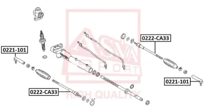 0222-CA33 ASVA Осевой шарнир, рулевая тяга