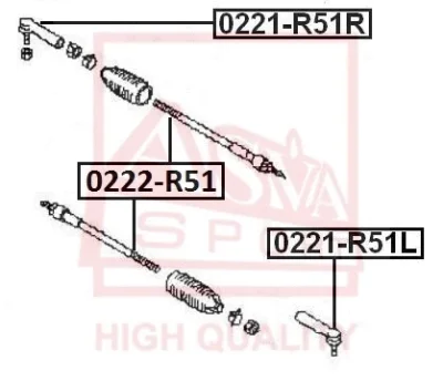 0222-R51 ASVA Осевой шарнир, рулевая тяга