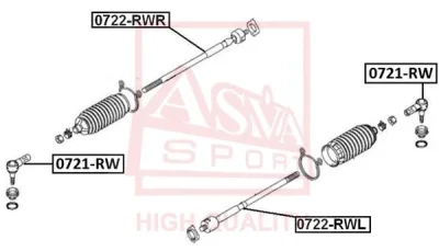 0722-RWR ASVA Осевой шарнир, рулевая тяга