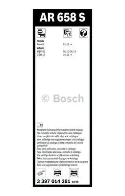 Щетка стеклоочистителя BOSCH 3397014281