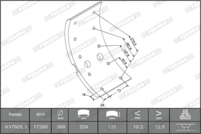 K17928.0-F3658 FERODO Комплект тормозных башмаков, барабанные тормоза