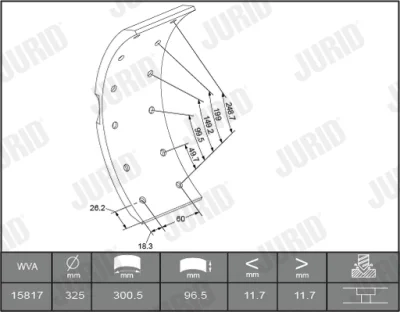 1581701510 JURID Комплект тормозных башмаков, барабанные тормоза