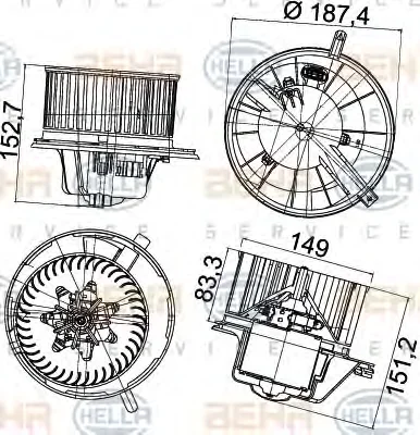 8EW 351 043-211 BEHR/HELLA/PAGID Вентилятор салона