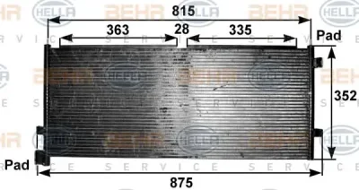 8FC 351 300-571 BEHR/HELLA/PAGID Радиатор кондиционера