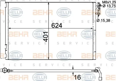 8FC 351 302-611 BEHR/HELLA/PAGID Радиатор кондиционера
