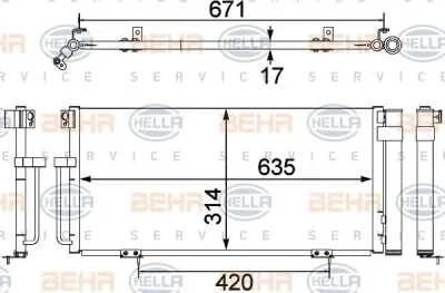 8FC 351 303-791 BEHR/HELLA/PAGID Радиатор кондиционера