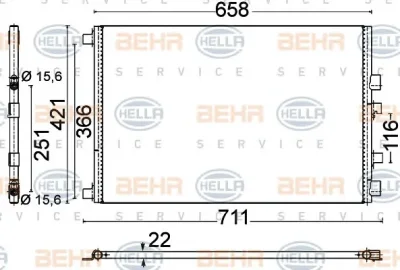 8FC 351 318-561 BEHR/HELLA/PAGID Радиатор кондиционера