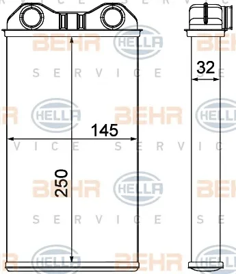 8FH 351 000-621 BEHR/HELLA/PAGID Радиатор отопителя салона