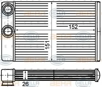 8FH 351 670-671 BEHR/HELLA/PAGID Радиатор отопителя салона