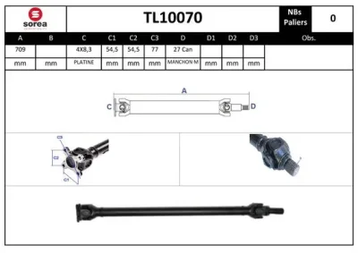 TL10070 SERA Карданный вал, главная передача