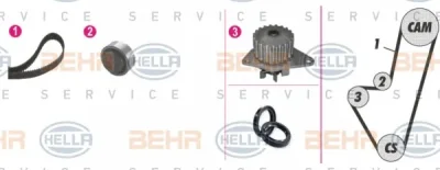 8MP 376 800-811 BEHR/HELLA/PAGID Водяной насос + комплект ГРМ