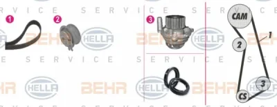 8MP 376 801-801 BEHR/HELLA/PAGID Водяной насос + комплект ГРМ