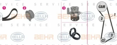 8MP 376 803-801 BEHR/HELLA/PAGID Водяной насос + комплект ГРМ