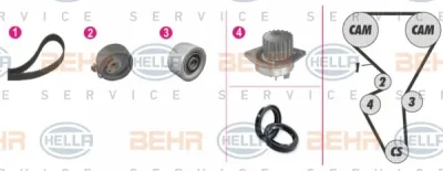 8MP 376 804-851 BEHR/HELLA/PAGID Водяной насос + комплект ГРМ