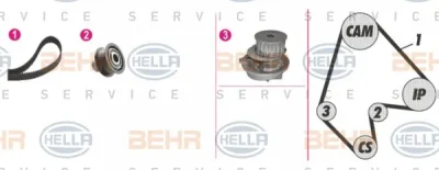 8MP 376 805-891 BEHR/HELLA/PAGID Водяной насос + комплект ГРМ