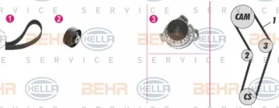 8MP 376 807-851 BEHR/HELLA/PAGID Водяной насос + комплект ГРМ