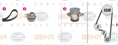 8MP 376 812-831 BEHR/HELLA/PAGID Водяной насос + комплект ГРМ