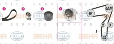 8MP 376 814-871 BEHR/HELLA/PAGID Водяной насос + комплект ГРМ